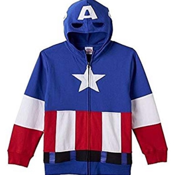 Marvel Avengers Captain America Hoodie Boy/'s sz 5-6 Zip-Up Costume Jacket NWT